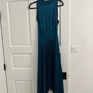 A.L.C. Teal High Low Pleated Dress
